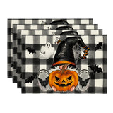 Artoid Mode Halloween Placemats – 4-Pack Black & Beige Table Mats, Durable Polyester, Wrinkle-Proof & Washable (13x18 in)