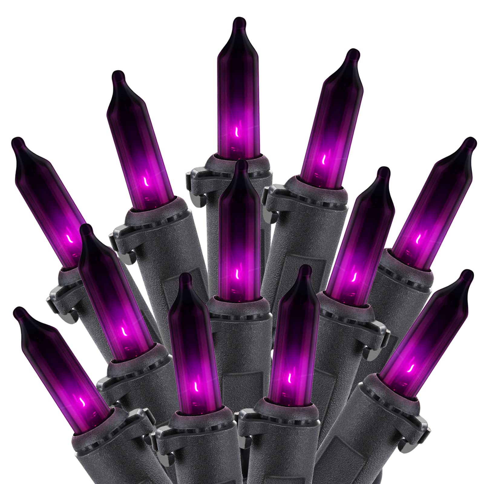25FT Purple Halloween String Lights – 100 Mini Incandescent Bulbs, Connectable up to 125FT, Indoor/Outdoor UL Certified (Purple)