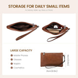 LOVEVOOK Vintage Leather Laptop Tote Bag for Women – 15.6” Large Capacity Work & Business Shoulder Handbag (Dark Brown)