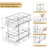 Hihegd 2-Tier Clear Pull-Out Organizer Set – Modular Under-Sink Storage with Adjustable Dividers