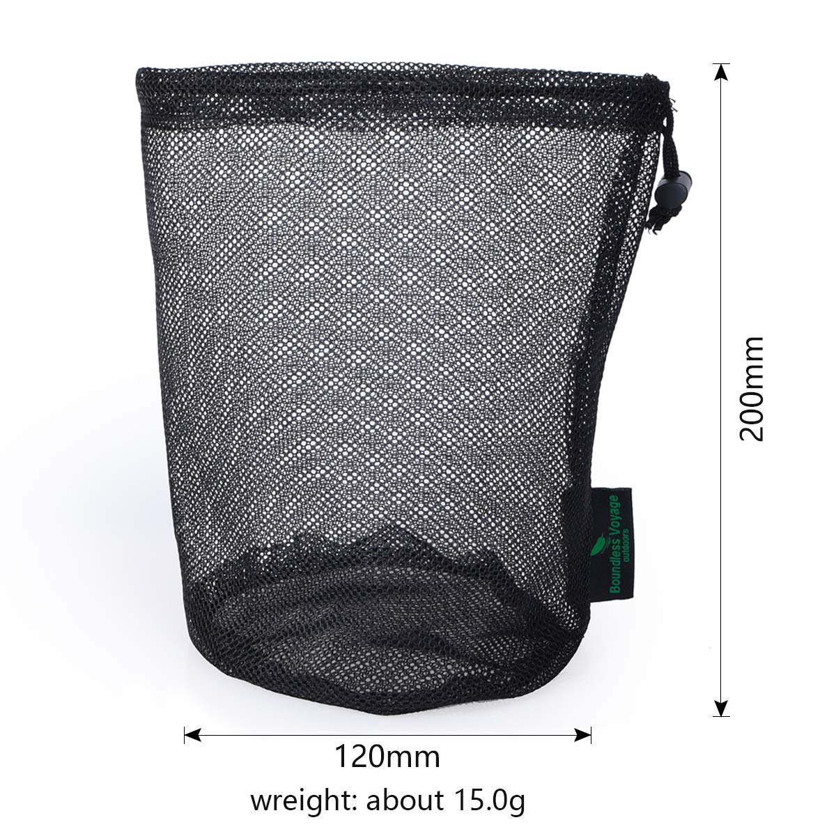 Usharedo 5-Pack Nylon Mesh Drawstring Bags – Lightweight Sports & Outdoor Storage Pouches (Black, L)
