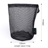 Usharedo 5-Pack Nylon Mesh Drawstring Bags – Lightweight Sports & Outdoor Storage Pouches (Black, L)