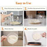 Large Capacity Rice Storage Dispenser – 25.4 lb Airtight Grain Container with Measuring Cup (Light Grey)