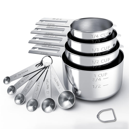 Stainless Steel Measuring Cups & Spoons Set – 10-Piece Precision Kitchen Measuring Tools