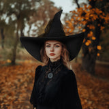 Black Witch Hat with Veil – Halloween Costume Accessory & Party Decoration