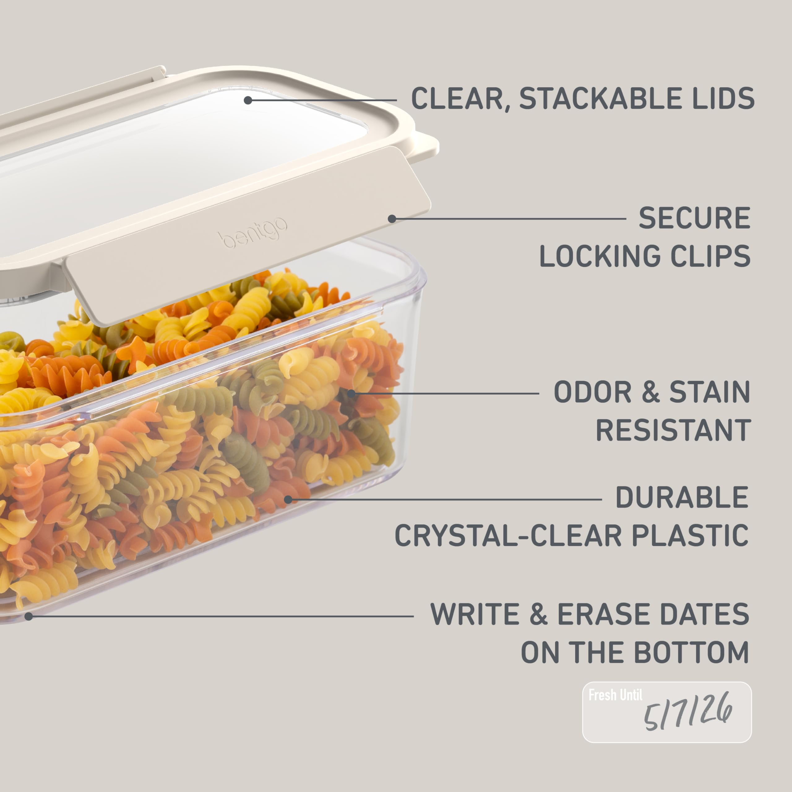 Bentgo Pantry Airtight Food Storage Containers – 22 Piece Stackable Set with Scoop & Cereal Lid