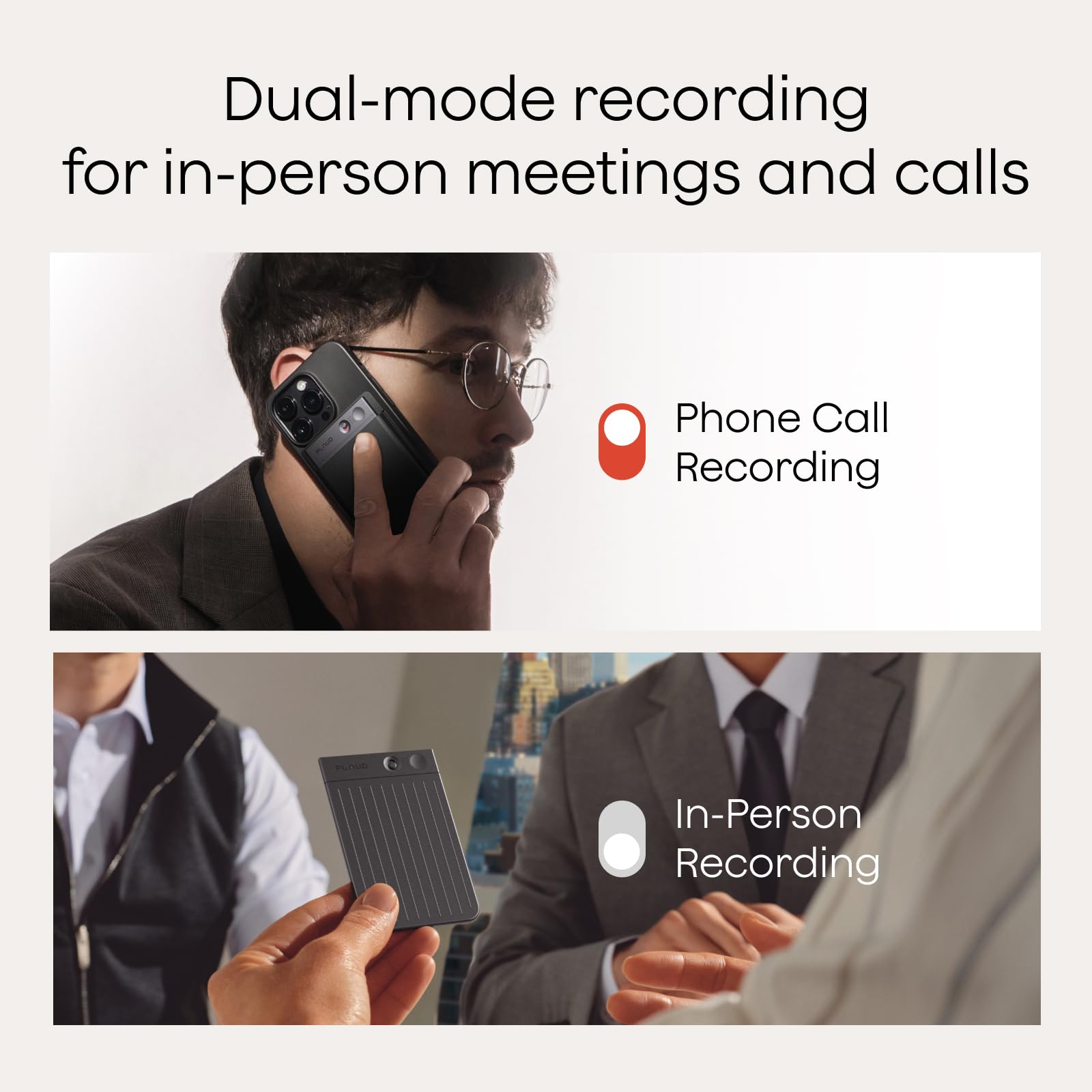 PLAUB AI Note Taker – Ultra Slim Voice Recorder with AI Transcription & Meeting Summaries