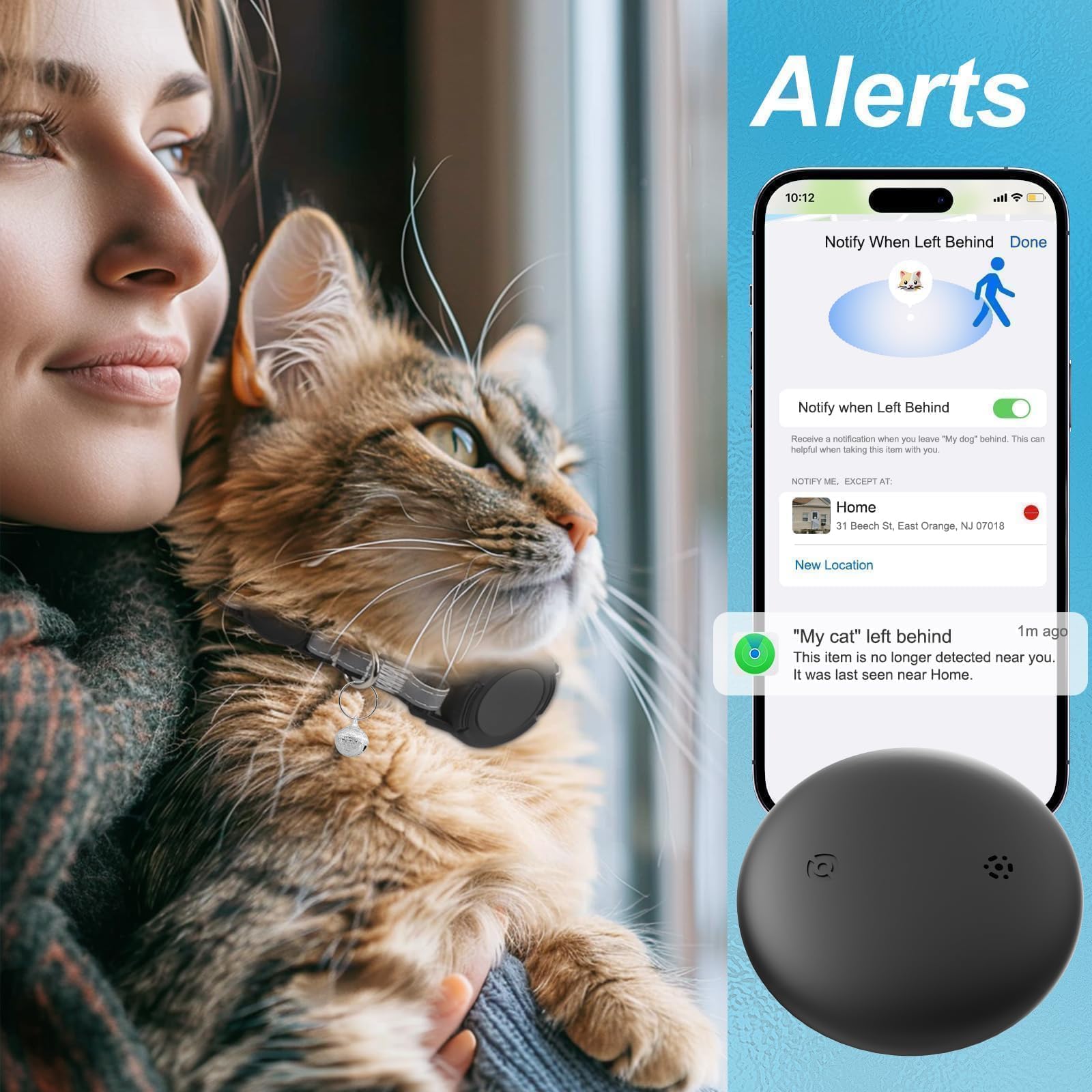 Mini GPS Cat Tracker Collar Apple Find My Compatible Waterproof Reflective Smart Cat Tracking Device No Subscription
