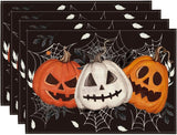 Black Halloween Dining Placemats – Set of 4 Stylish 100% Polyester Table Mats by Artoid Mode (18x12”)