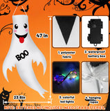 2-Pack Light-Up Hanging Ghosts – Large Outdoor Halloween Decorations with LED Lights (47 Inches, 1A-2Pack)