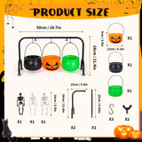 3-Tier Halloween Witch Cauldron Candy Server – Black Iron Stand with 3 Plastic Cauldron Bowls