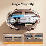 LOVEVOOK Teacher Tote Bag for Women – Quilted Work Laptop Tote with Large Cup Holder, Multi-Pockets & Luggage Sleeve (Black/Beige/Brown)