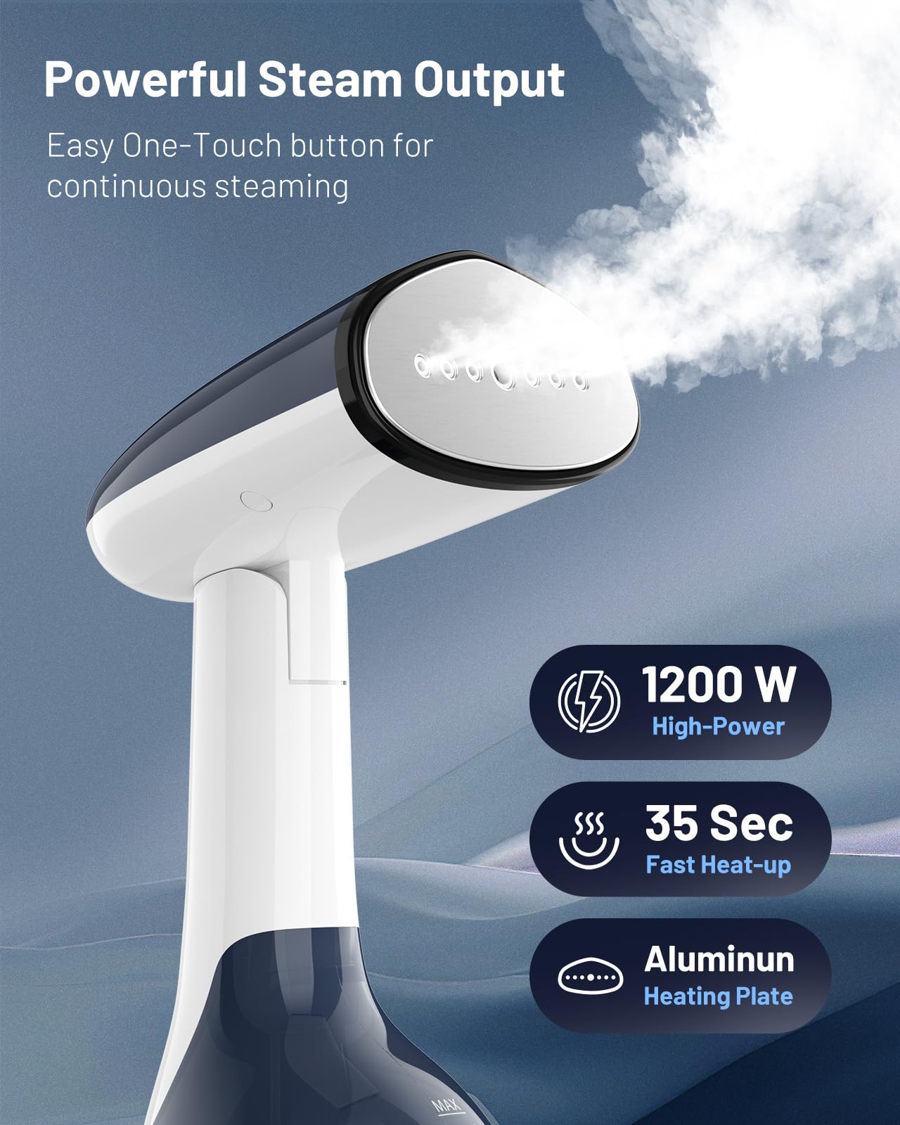 Professional Blue & White Handheld Garment Steamer 1200W Fast Heat Leak-Proof Portable Fabric Wrinkle Remover