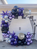Halloween Balloon Arch Kit – 135 PCS Gothic Garland Set (Purple, Silver & Black Balloons + Starburst Foils)