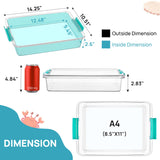 Clear Stackable Storage Box with Lid – Flat Organizer for Documents, Crafts, Office and Classroom Use