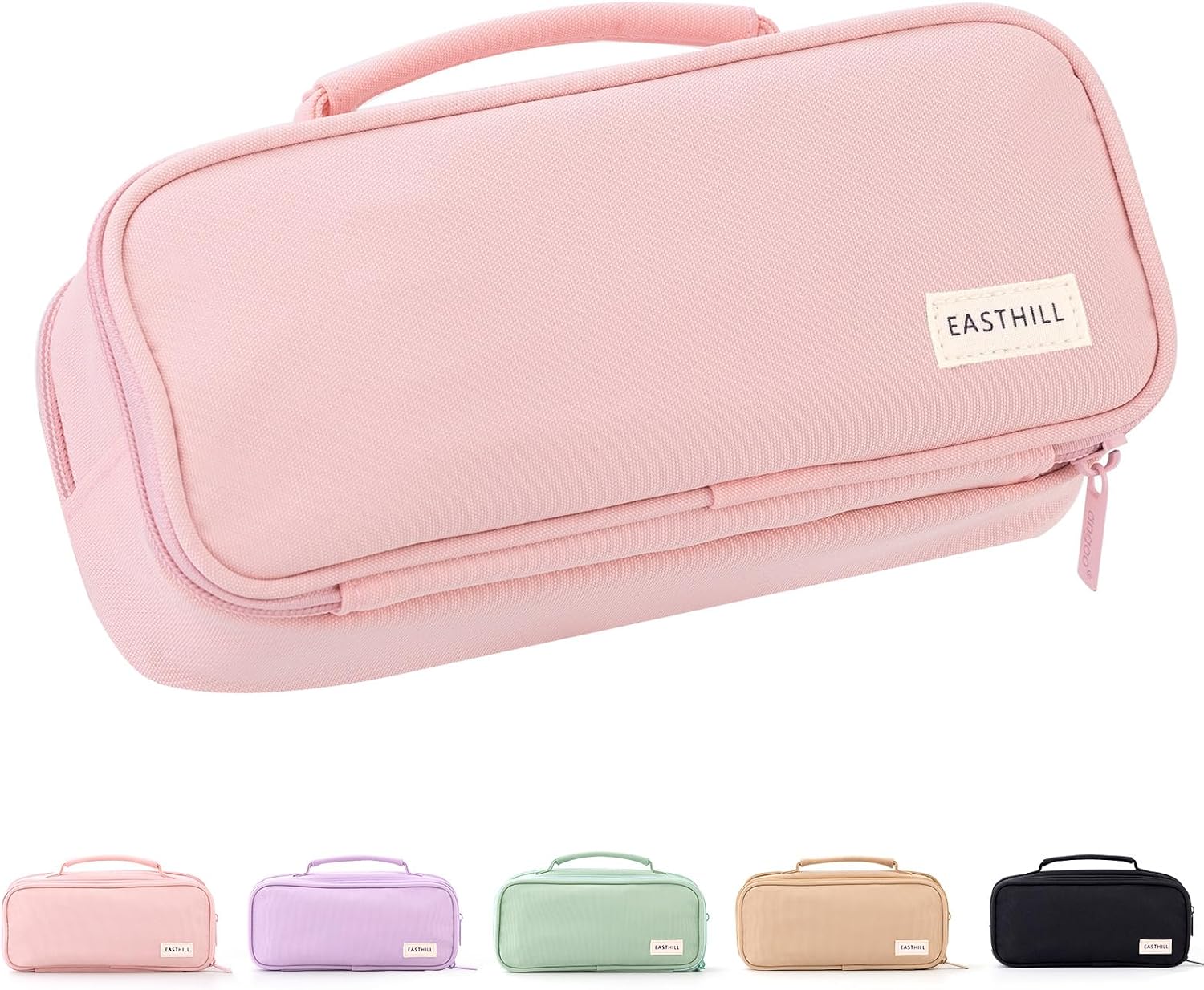 Green Large-Capacity Pencil Case with Carry Handle