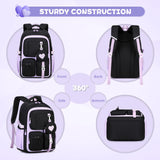 Moonbaby Girls School Backpack 15.6 Inch – Lightweight Waterproof Bookbag for Ages 8–12