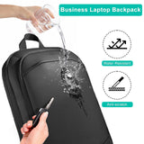17″ Slim Expandable Business Laptop Backpack with USB Charging Port – Waterproof & Anti-Theft Travel Backpack (Black)
