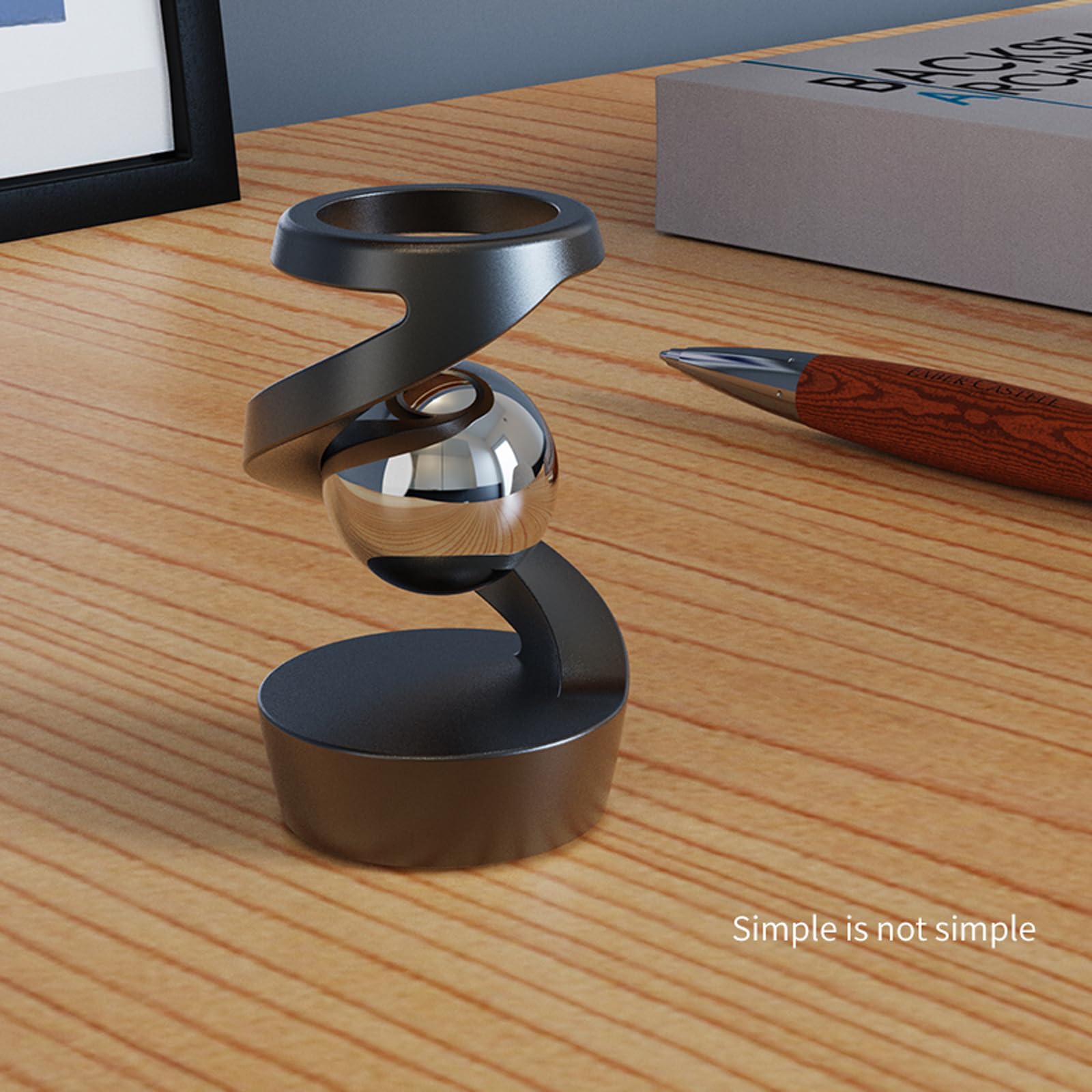 Kinetic Desk Fidget Toy Gravity Defying Metal Spinner Stress Relief Balance Desk Decor Gray Rose Gold