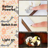 Upgraded Light-Up Halloween Wooden Pumpkin Table Decor – LED Jack-O’-Lantern Centerpiece with Fairy Lights