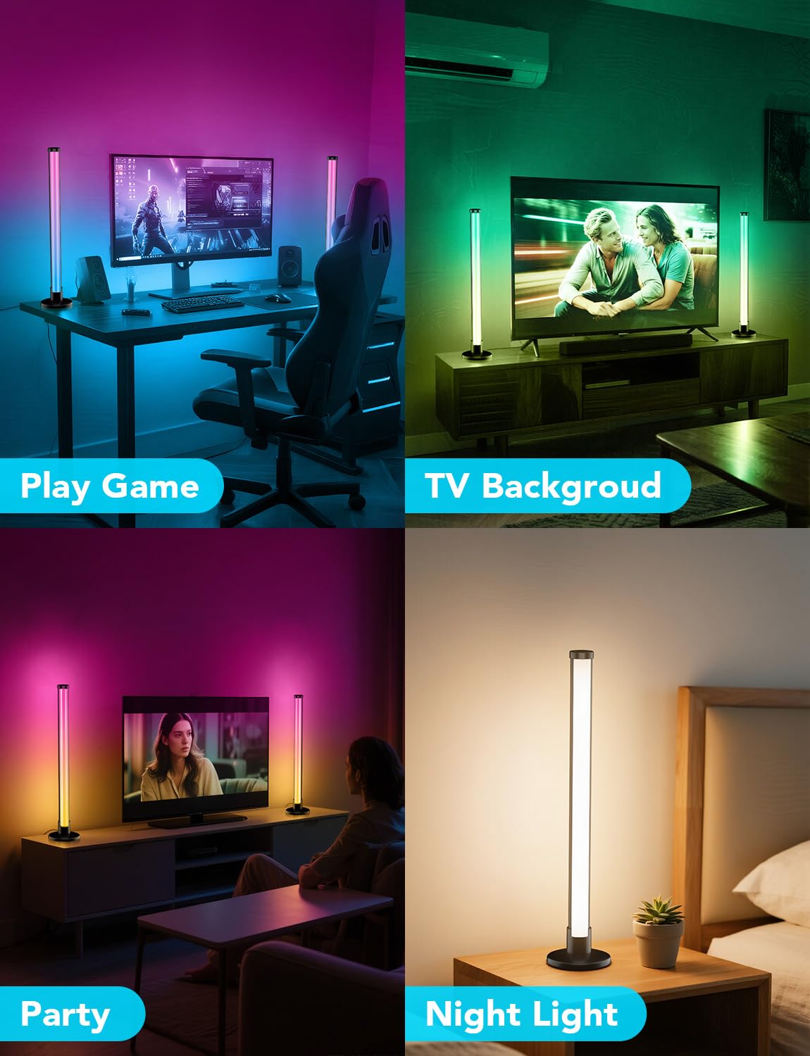 ELOUYCKE Premium RGB Smart Light Bars – Metal Base 17.3” Gaming & TV Ambient Lighting with 213 Modes