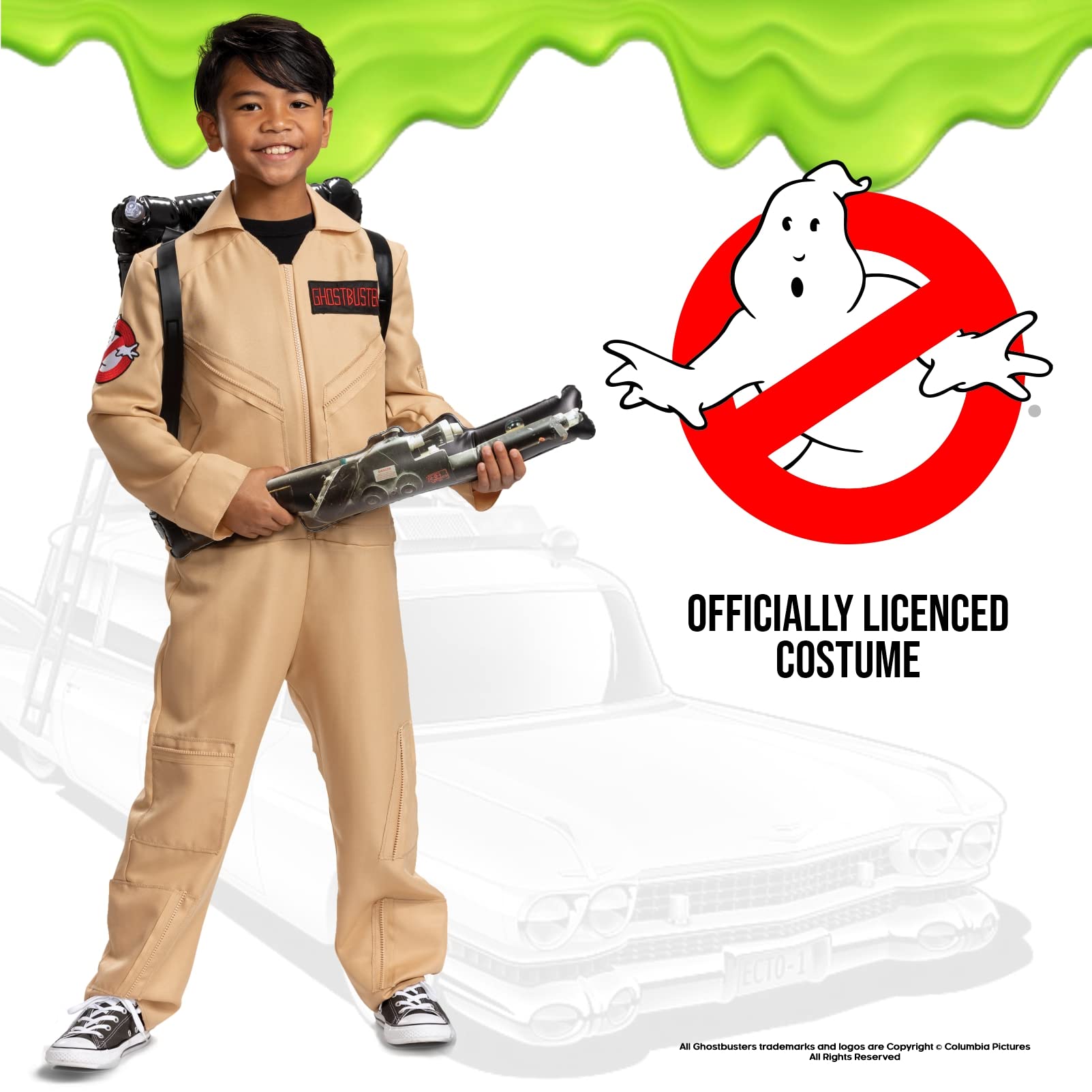 Ghostbusters Kids Deluxe Costume – Official 80’s Movie Jumpsuit with Proton Pack (Model 120259L)