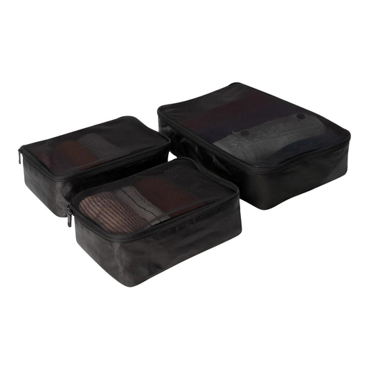 TORTUGA Packing Cubes Set of 3 with Mesh Panels – Lightweight Travel Luggage Organizers – Black