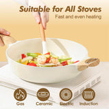 14-Piece Ceramic Nonstick Cookware Set – Induction Compatible, Non-Toxic Pots & Pans with Glass Lids