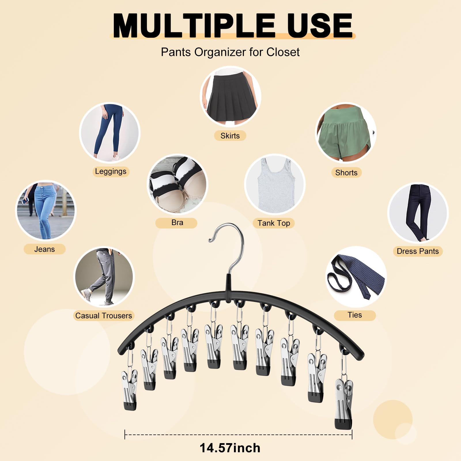 Space-Saving Yoga Pants Hanger Set (20 Clips) – Heavy-Duty Closet Organizer for Leggings, Jeans & Skirts