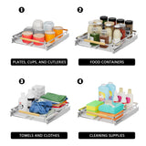 Expandable Pull-Out Cabinet Organizer – 3-Pack Heavy-Duty Slide-Out Storage Drawers (Chrome)