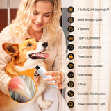Rechargeable Dog Nail Grinder with 4 LED Lights & Type-C Charging – 3-Speed Quiet Pet Nail Trimmer (White)