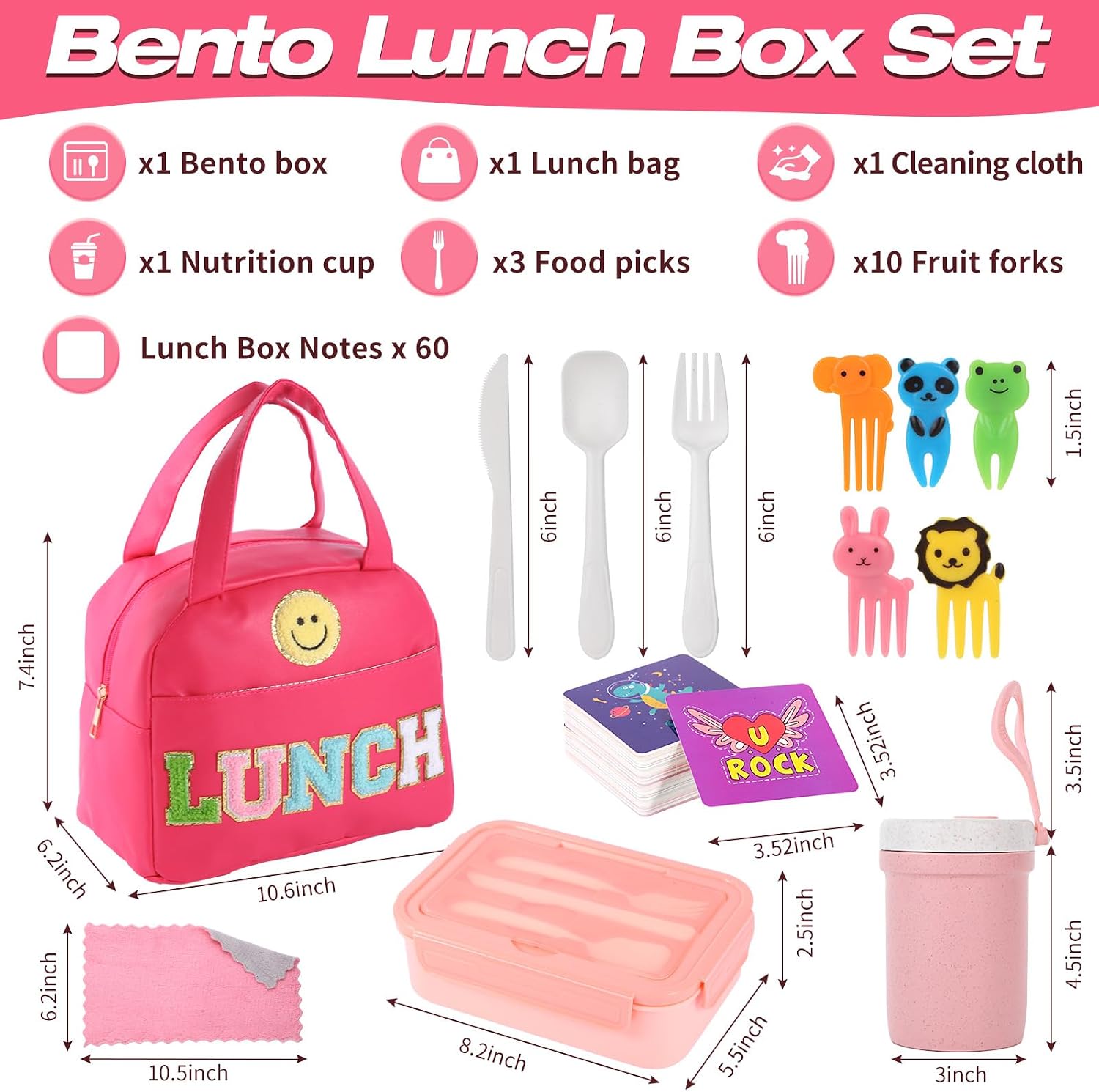 Rose Red 77-Piece Stackable Bento Lunch Kit