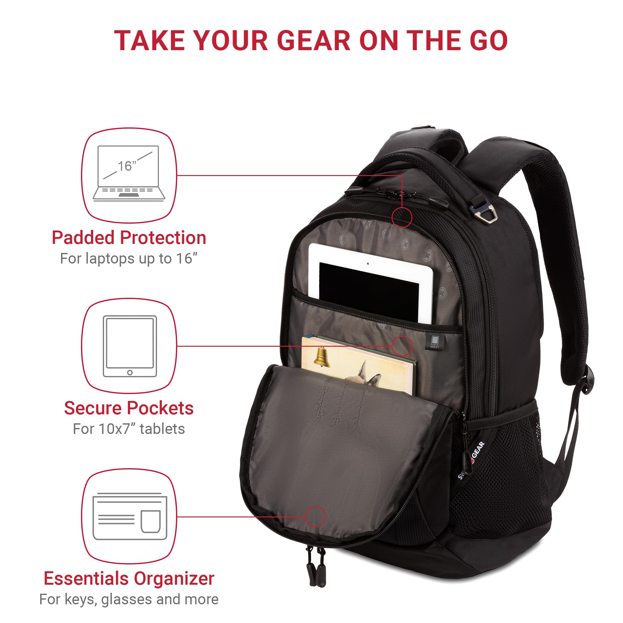 SwissGear 5505 Cecil Laptop Backpack for Daily Commute with Organizer Pockets and Airflow Back Panel