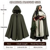Green Hooded Medieval Cloak – Elf-Inspired Cape with Leaf Brooch & Toggle Closure for Halloween & Cosplay 🍃🧝‍♂️