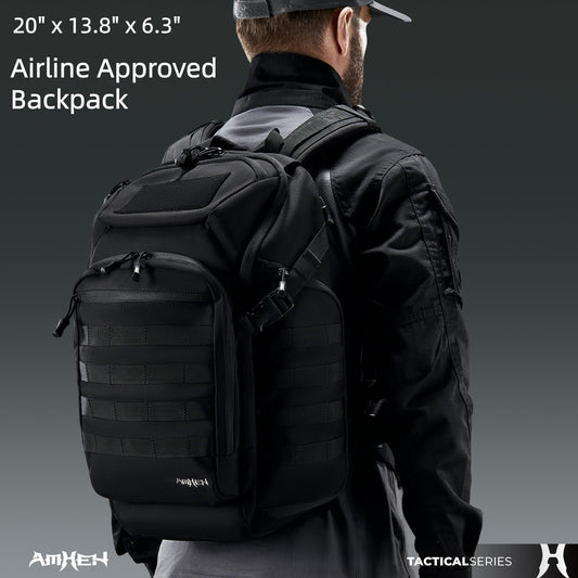 32L Military Tactical Backpack – Rugged MOLLE Carry-On Assault Pack with 17” Laptop Compartment – Black