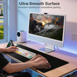 Wireless Charging Mouse Pad 31.5×15.8 Large Desk Mat with 15W Fast Qi Charging Foldable Phone Holder Waterproof Gaming & Office Desk Pad – Black
