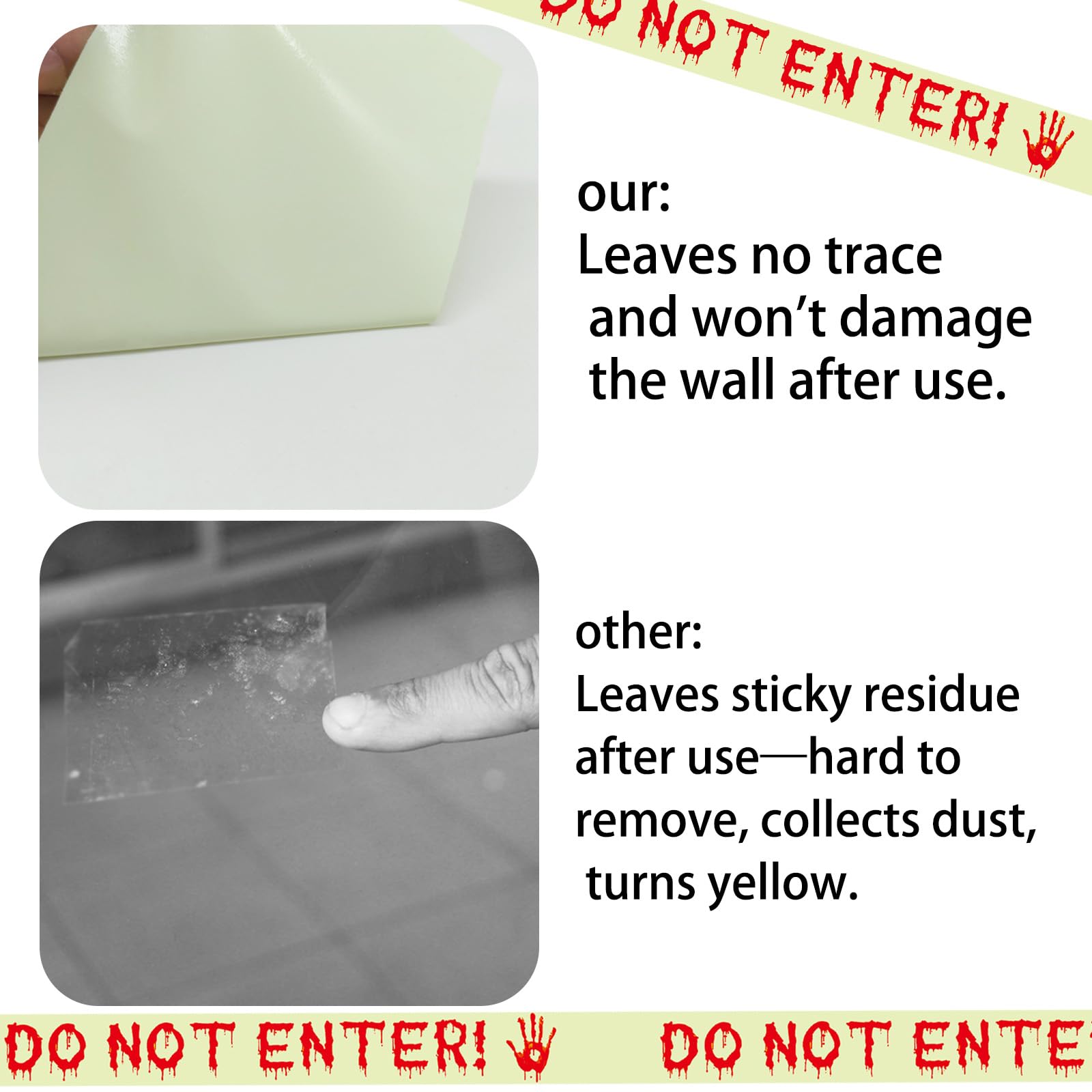 Glow in the Dark Halloween Caution Tape – 16.4ft “DO NOT ENTER” Adhesive Roll for Indoor & Outdoor Decor