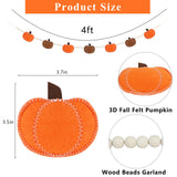 Felt Pumpkin Bead Garland 🍁 4ft Rustic Farmhouse Fall Decoration for Mantel, Doorway & Thanksgiving