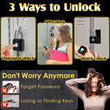 Bluetooth Fingerprint Smart Padlock with App Control, USB Rechargeable Biometric Locker Lock for Gym, Luggage & Storage