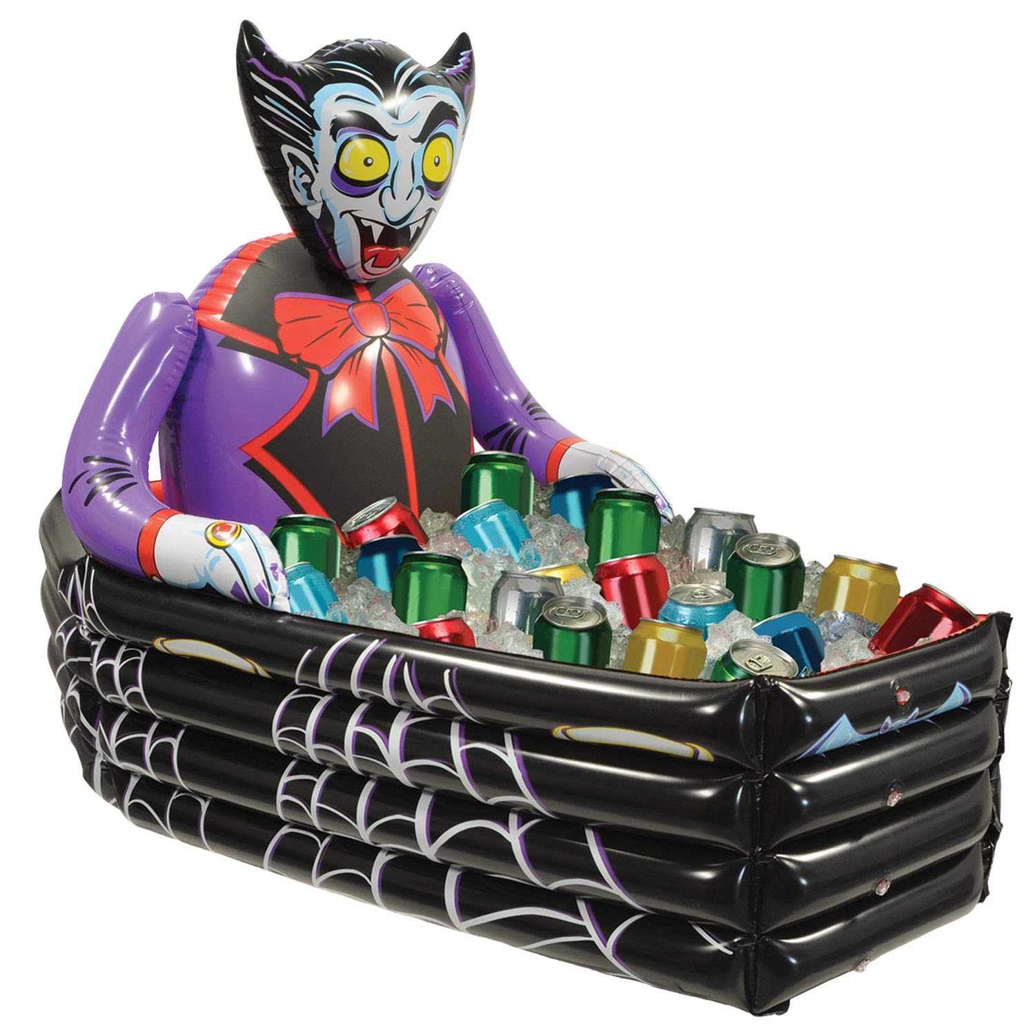 Inflatable Vampire & Coffin Cooler – Halloween Party Drink Holder (Holds 48 Cans, 30” x 42”)