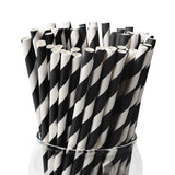 Black & White Stripe Paper Straws – 100PCS 7.75” Biodegradable Eco-Friendly Drinking Straws for Parties & Daily Use