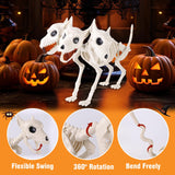JOICEE 12’’ Halloween Dog Skeleton, Three-Headed Spooky Realistic Halloween Puppy Dog Skeleton Statue Prop for Scary Props Party Decoration