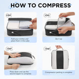 10 Piece Compression Packing Cubes Set – Travel Luggage Organizers with Hanging Toiletry Bag & Laundry Bag