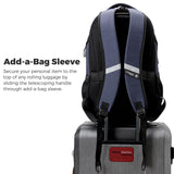 Swissdigital Design Laptop Backpack with USB-C Charging & RFID Protection – 31L Travel & College Backpack (Black/Blue)