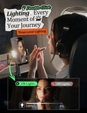 LISEN Airplane Phone Holder Stand with Adjustable Light & Universal Clip – Pocket Size Travel Phone Mount Black
