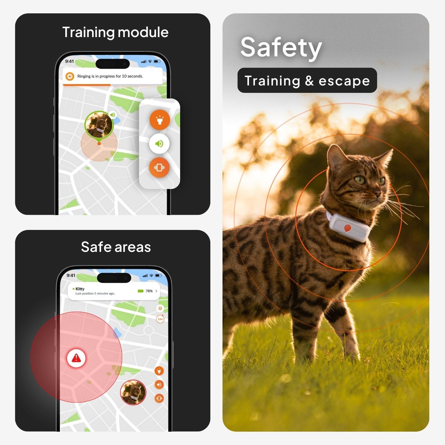 Weenect XS Ultra-Compact GPS Tracker for Cats – Real-Time Global Tracking Device with Flashlight & Secure Collar Attachment (White)