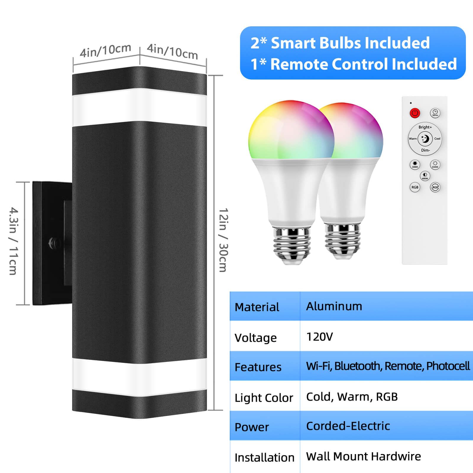 WiFi Smart RGB Outdoor Wall Light – Dusk to Dawn Up & Down Sconce with Alexa Control