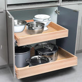 Mulush Wide Slim Pull-Out Wooden Cabinet Drawer with Soft-Close Slides – Precision Storage Organizer