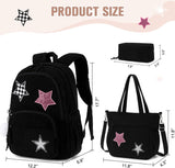 Black Star Corduroy 3-Piece School Backpack Set