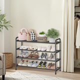 KANAV 4-Tier Expandable Shoe Rack – Adjustable Stainless Steel Shoe Organizer for Entryway & Closet (Black)